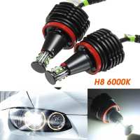 2X 80W H8 Error Free LED Angel Eyes Light Headlight Lamp Halo Bright Fog Light Bulbs For BMW E90 E92 E82 E60 E70 E71 X5 X6