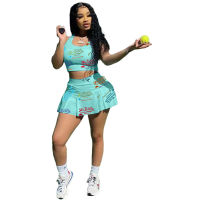 Classic Letter Printed Matching Sets Skirts And Tops For Women Evening Party And Club Two Piece Outfits Basketball Cheerleaders