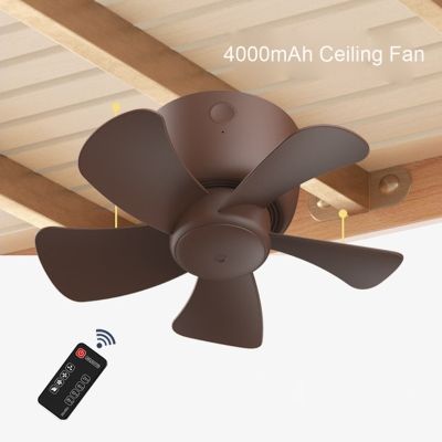 4000/8000mAh USB Rechargeable Remote Control Timing 4 Gears Ceiling Fan for Tent Bed