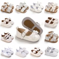 White Newborn Baby Shoes Non-slip Rubber Soles Girl Sandals Casual Elegant Princess Shoes Breathable Babys First Walking Shoes