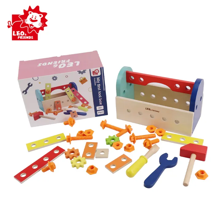 L&F ‘My First Tool Box’ Kit Of 28 Wooden Pieces, Made For 3YearOlds