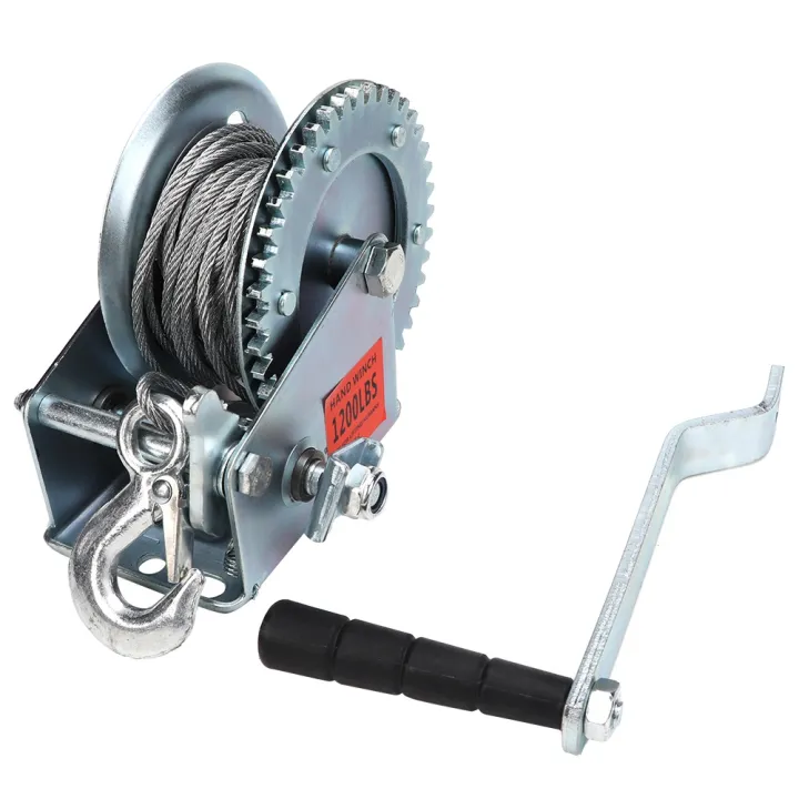 Heavy Duty Hand Winch Puller Smooth Action 1200LBS with 10m Steel Wire ...