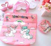 Unicorn กระเป๋า ผ้าไนล่อน พับเก็บใส่กระเป่าเล็ก แถม น่ารัก ( ลดโลกร้อน )สวยงาม น่าใช้งาน ลาย    pink   ยูนิคอร์น   ชมพู   ขนาด 40x40x15 CM (พับใส่กระเป๋