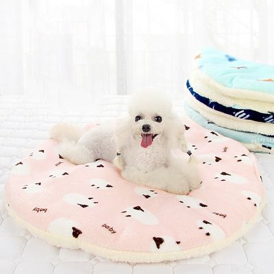 [pets baby] RoundDog Bed Mat Soft Fluffy Pet Cushion For Cats DogsWarmHouse Kennels Sleeping Mat Cat Products