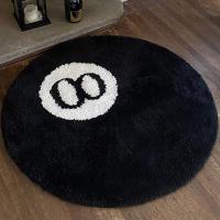 No.8 Floor Mat Carpet For Bedroom Comfortable Lounge Carpets Room Simple For Living Round Black Area Carpet Flocked B8A2