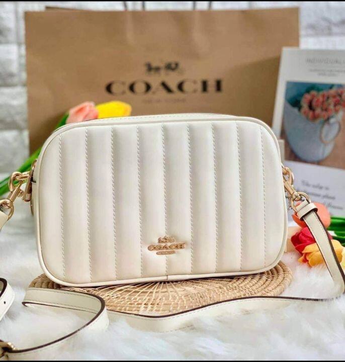 New Coach Jes Crossbody With Linear Quilting/Nappa Leather/White