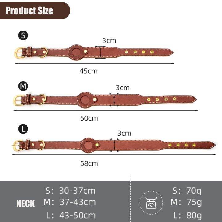 airtags-หนังแท้แบบ-j09สำหรับสุนัขปลอกคอสัตว์เลี้ยงป้องกันการสูญหายพร้อมสร้อยคอปรับได้ยึด-airtags-สำหรับสุนัขขนาดกลาง