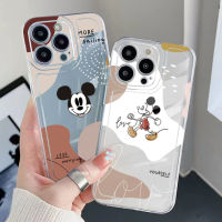 เคสโทรศัพท์สำหรับ iPhone 14 13 12 Pro Max 11 XR 7 8 SE 2020แฟชั่นน่ารัก Mini Mickey Mouse Clear คุณภาพสูง Square Edge Air Cushion Cover Full Len ฝาครอบป้องกัน