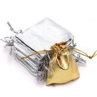 【YF】☄✎☎  100Pcs Drawstring Organza 7x9 Gold Jewelry New Year Wedding Favor Pouches