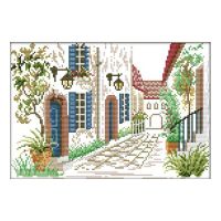 Corner of the Street Painting Pattern Cross Stitch Kits DIY Handmade Needlework 14CT Canvas Embroidery Set Home Decor