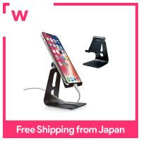 ELECOM Cell Phone Stand Aluminum Angle Adjustable Free Angle Cable Insertable Black P-DSCHALBK