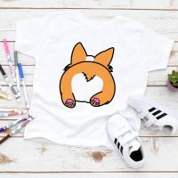 Funny Corgi Butt Print Childrens Clothes Cute Animal Cartoon Fashion Toddler Boy T Shirt Short Sleeve Street Casual T-shirts