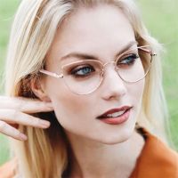 【cw】 New Women Glasses Cat Eye Anti Blue Light Radiation Protection Eyeglasses Female Small Frame Eyewear Metal Girls Reading Glasses