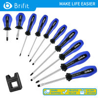 ชุดไขควง Brifit ชุดไขควงแม่เหล็ก5ชุดไขควงเช็คไฟ5แบนหัวไขควงพร้อม Magnetizer Ergonomic Non-Skid สำหรับซ่อมแซมบ้านของเล่นการทำให้ดีขึ้นคอมพิวเตอร์