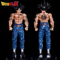 หุ่นฟิกเกอร์ Goku ขนาด28ซม. ดราก้อนบอลซูเปอร์ไซยารอยสักผมสีดำหุ่นแอ็คชั่นคอลเลกชั่นยืนรูปปั้นโมเดลพีวีซี