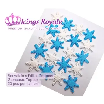 24 edible white christmas snowflakes. Edible snowflake cake