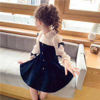 Navy Blue Party Dress For Girls Autumn Bowknot Long Sleeve Kids Clothing Classic Kids Dresses Girls 4 5 7 9 11 13 girls dress