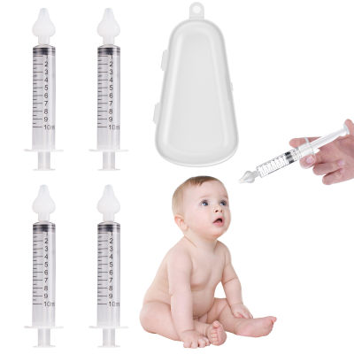 4pcs 10ml Professional Baby Needle Nasal Irrigator Portable Infant Nose Cleaner with Silicone Suction Tip for Baby Toddler Kids Adults
