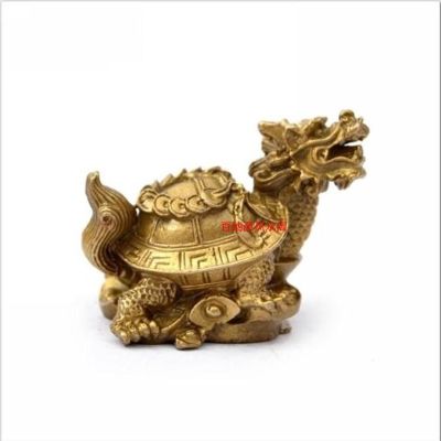 China fengshui bronze brass dragon turtle Tortoise wealth lucky longevity statue metal handicraft