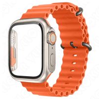 แก้ว + เคส + สายมหาสมุทรสำหรับสายคาด Apple Watch 45มม. 44มม. 40มม. 41มม. 44มม. 44มม. สร้อยข้อมือซิลิโคน IWatch Series 7 6 4 5 Se เปลี่ยนเป็นสายรัดพิเศษ