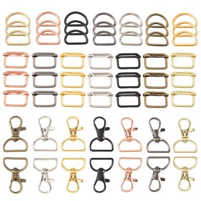 56 Pcs Purse Hardware Keychain Hooks for Bag Making Lanyard Snap Hooks Metal Swivel Clasps with D Rings and Slide Buckle