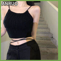 ANRUO ภายในและภายนอกคาดคอถักสำหรับผู้หญิง,สายห้อยขนาดเล็กออกแบบให้รู้สึกถึงแจ็คเก็ตสั้นของชนกลุ่มน้อย