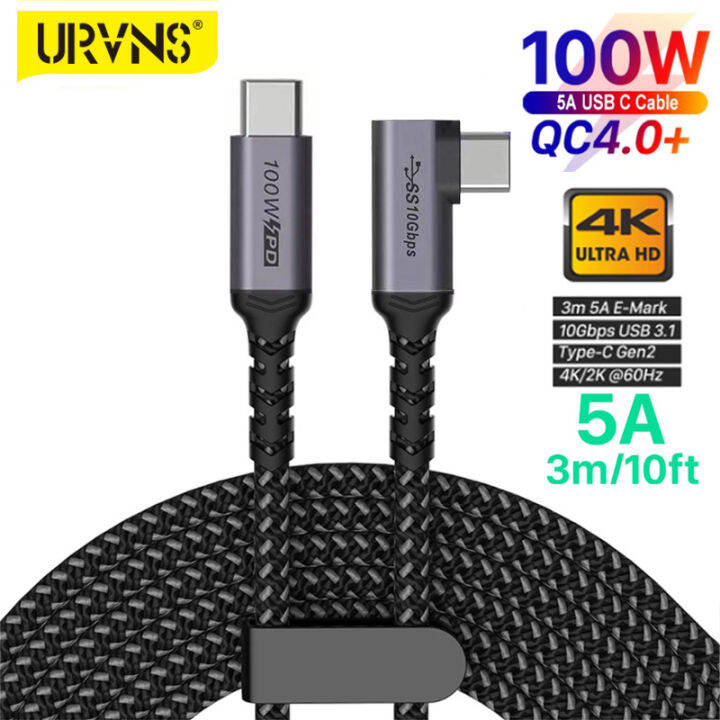 Urvns Type C To C Cable Usb C 5a E Mark Pd 100w Usb 3 1 Gen2 10gbps 4k