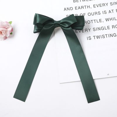 European And American Fabric Solid Color Double-Sided Belt Streamer Bow Long Ribbon Hairpin