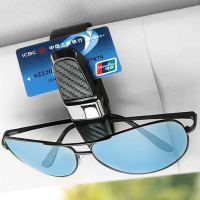 1 Pcs Car Carbon Fiber Look Glasses Clip Sun Visor Sunglasses Holder 180 Degree Adjustable Universal Auto Card Ticket Fastener