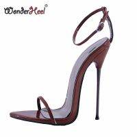 Wonderheel 2021ฤดูร้อนสุดขีดส้นเท้าบางเฉียบ16ซม. ส้นเข็มสายรัดปลายแหลมข้อเท้าไนท์คลับรองเท้าส้นสูงรองเท้าแตะเพรียวบาง