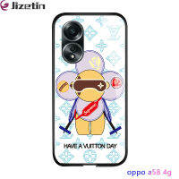 Jizetin A58 OPPO เคสฝาหลังกระจกเทมเปอร์กันกระแทกลายโลโก้สำหรับผู้หญิงและผู้ชายหรูหราสำหรับผู้หญิงและผู้หญิง