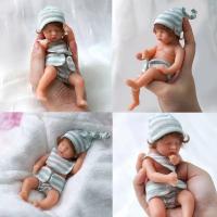 6-inch Rebirth Doll All Silicone Mini Baby Nightgown Doll Comes With Real Feel Can Freely Move Limbs Realistic Anti-Stress