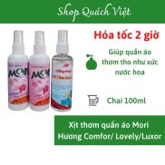 Xịt thơm quần áo mori, hương luxor, hương lovely, comfor, dung tích 100ml