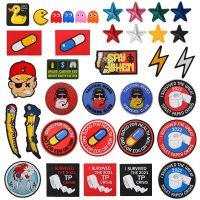 Pencil Man/lightning Cartoon 3D PVC Exquisite Pentagram Armband Hook and Loop Patch Morale Badge Backpack Stickers Badge Adhesives Tape