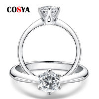 COSYA Moissanite Diamond Ring 100 925 Sterling Silver Engagement Ring Classic Round Womens Wedding Gift Size 0.51.0 Carat