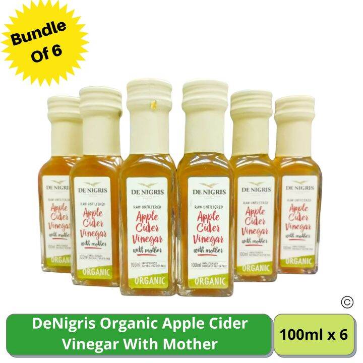 De Nigris Organic Apple Cider Vinegar With Mother 100mlx6 (Bundle Of 6 ...