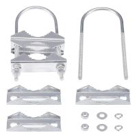 Double Antenna Mast Clamp V-Jaw Bracket U Bolts Pipe Mounting Hardware 4 Sets for Yagi WiFi Antenna, TV Antenna