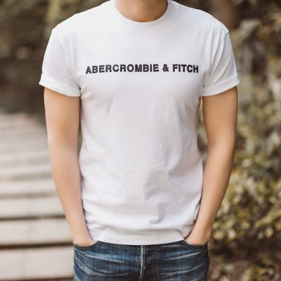 Abercrombie Fitch Unisex เสื้อยืดแขนสั้นพิมพ์ลายใหม่