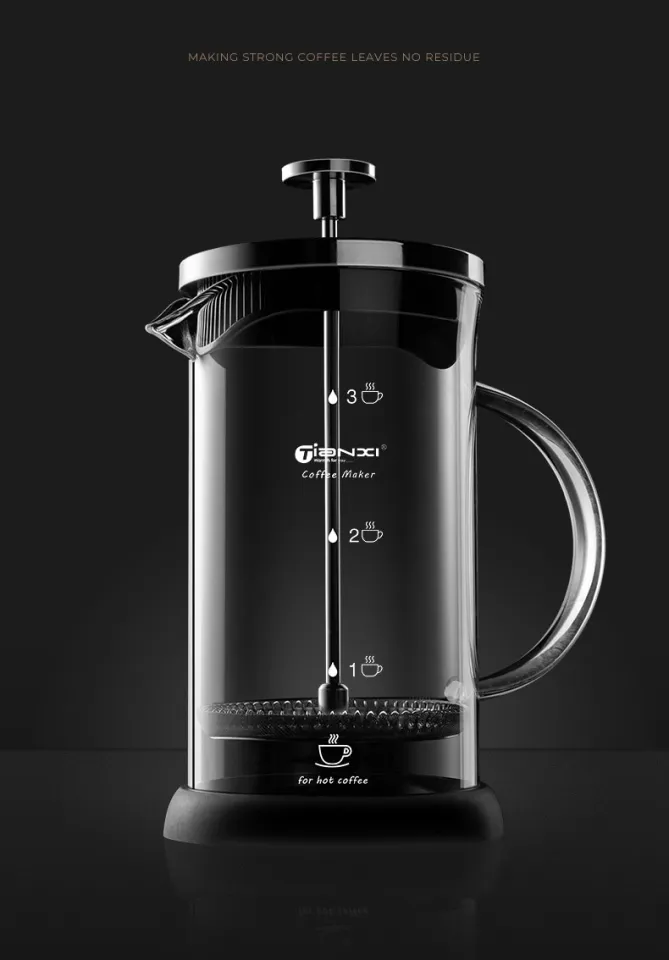 GIANXI French Press Coffee Pot Stainless Steel Glass Coffee Maker