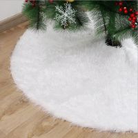 White plush Christmas tree skirt snowflakes Tree Carpet Merry Christmas Tree Decorations Ornament New Year Navidad Home Decor