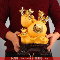 Fu Lu Jixiang Alluvial Gold Gourd เครื่องประดับเรซิ่น Handiwork ตกแต่งประกันบริษัทเปิดของขวัญ Customization