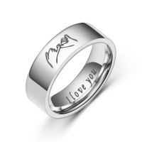 Cincin Lelaki Wanita Cool Simple Hand in Hand Couple I Love You Titanium Silver Black Polishing Finger Ring Jewelry For Man Woman