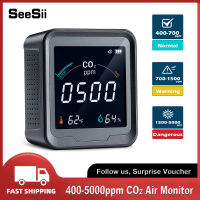 SeeSii เครื่องวิเคราะห์แก๊สตรวจจับ CO2แบบ3 In 1,เครื่องวัดความชื้นในอากาศหน้าจอที่มีคุณภาพตัวตรวจจับคาร์บอนไดออกไซด์แบบดิจิตอล CO2สำหรับสำนักงานบ้านในร่ม