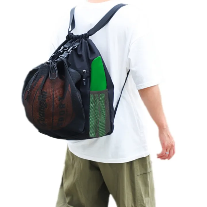 กระเป๋ายิม-sackpack-wถอดบอลกระเป๋าตาข่ายกีฬา-drawstring-บาสเกตบอลกระเป๋าเป้สะพายหลัง