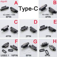 1PCS Waterproof Power Plug Base Female USB Connector 2/3/4/6 Pin Type C Charging Socket Port USB3.1 Socket Jack