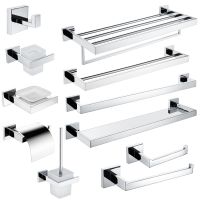 Stainless Steel Bathroom Hardware Mirror Chrome Polished Towel Rack Toilet Paper Holder Towel Bar Hook Bathroom Accessories