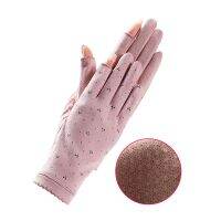 New Anti-Slip Breathable Mittens Cotton Driving Gloves Spring Summer Full Finger Gloves Stretch Sunscreen Anti-UV Guante