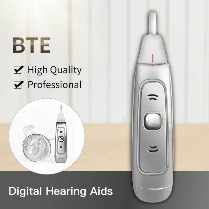 BTE Digital Hearing Aids Adjustable Sound Amplifier Wireless Headphones For Elderly Moderate To