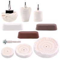 10 Pcs Buffing Pad Polishing Wheel Kits with 3Pcs Rouge Compound with 1/4 inch Handle, for Manifold, Aluminum, Stainless Steel, Chrome