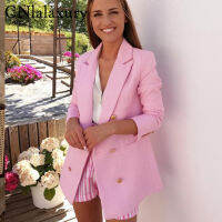 2022Spring Autumn Women Fashion Vintage White Pink Tweed Blazers And Jackets Chic Button Office Suit Coat Ladies Elegant Outwear